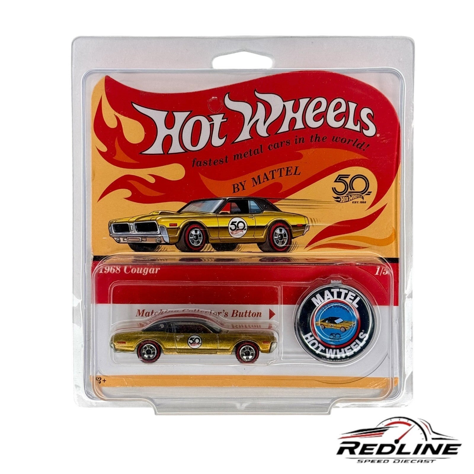 🇺🇸Hot Wheels 2018 50th Anniversary Originals 1/5 1968 Cougar Gold H28🇺🇸