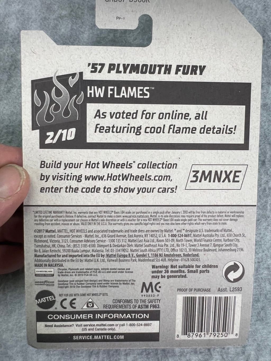 🔥🔥🔥Hot Wheels HW Flames 2 '57 PLYMOUTH FURY H24🔥🔥🔥