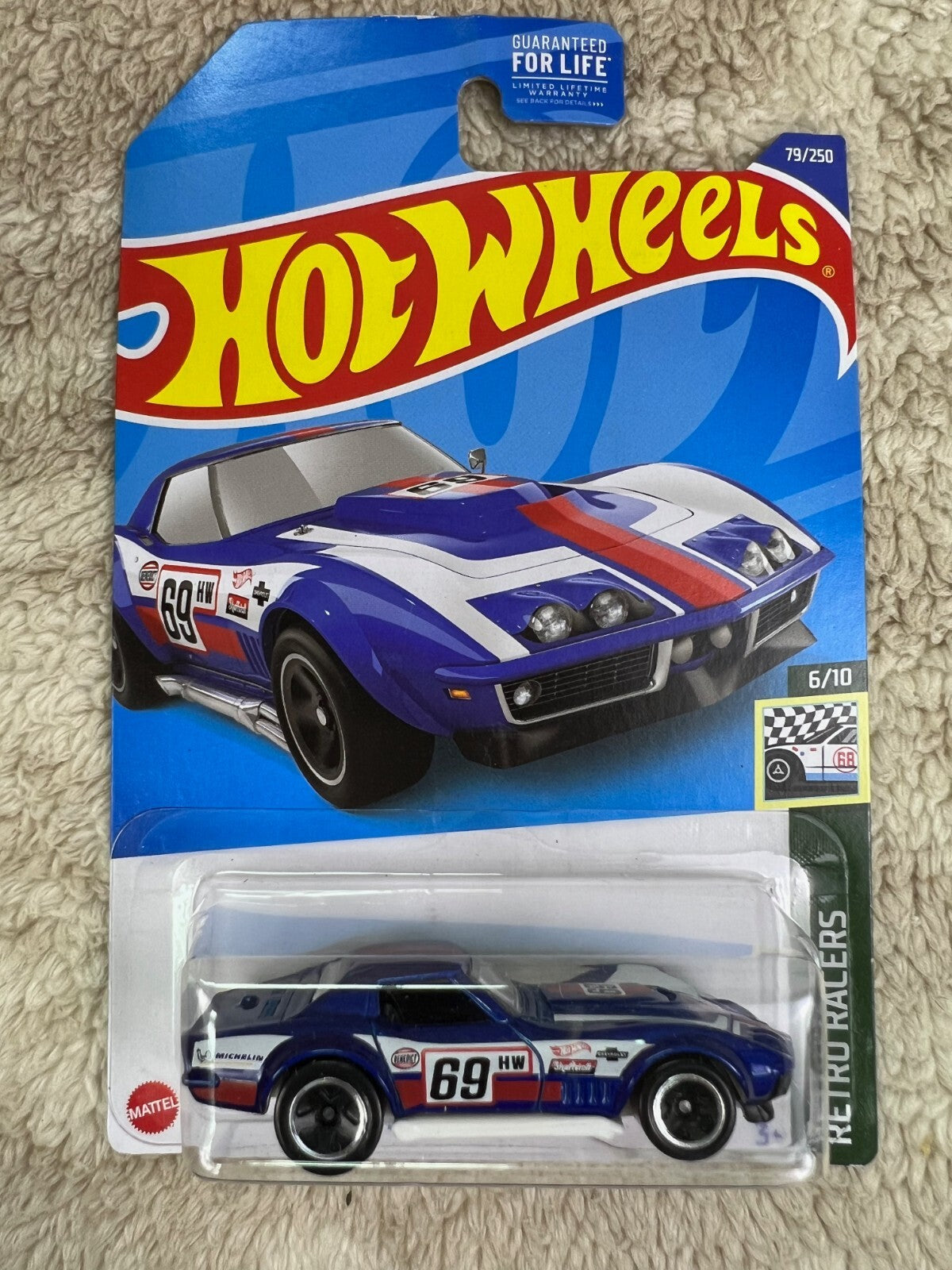 🇺🇸Hot Wheels '69 COPO Corvette Blue Red & White Stripes Retro Racers HW19🇺🇸
