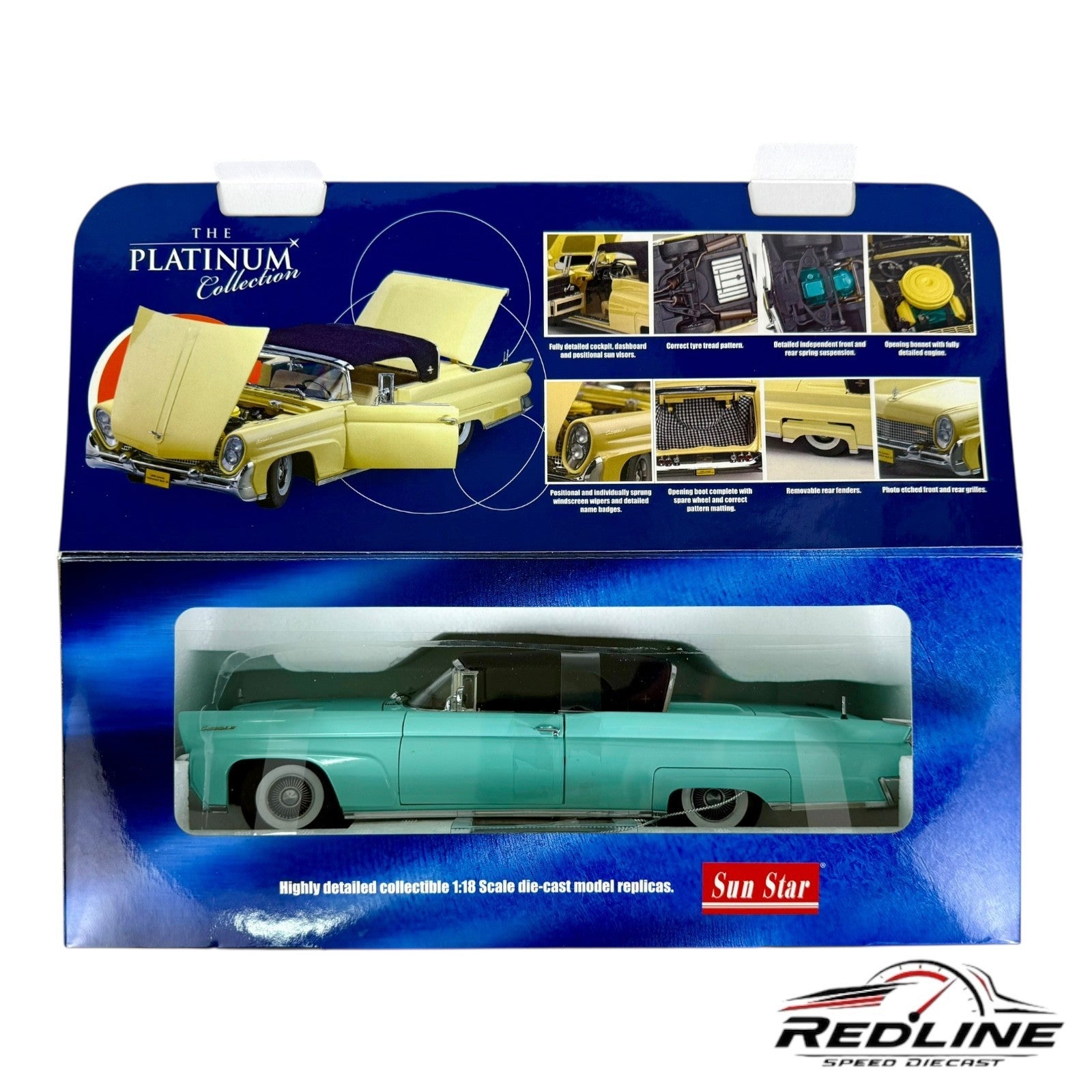 🇺🇸Sun Star Platinum Collection Green1958 Lincoln Continental MK III 1:18 GE