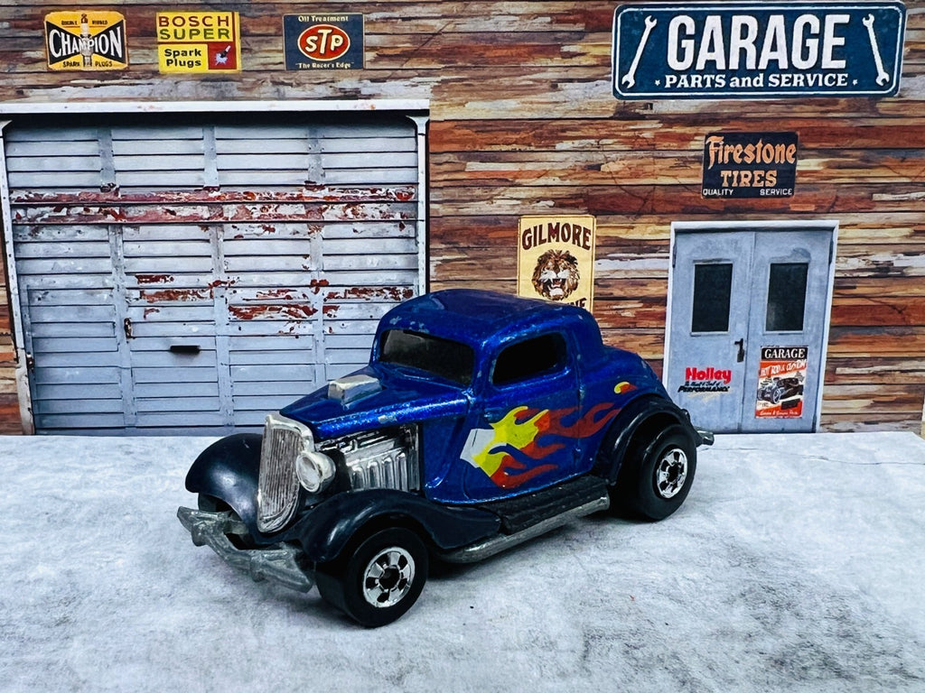 🔥🔥🔥Hotwheels Roadster Blue w/Flames 1979 C16🔥🔥🔥