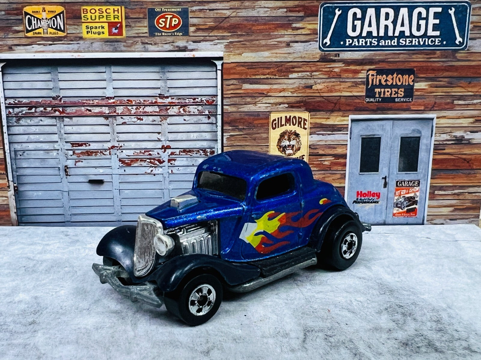 🔥🔥🔥Hotwheels Roadster Blue w/Flames 1979 C16🔥🔥🔥