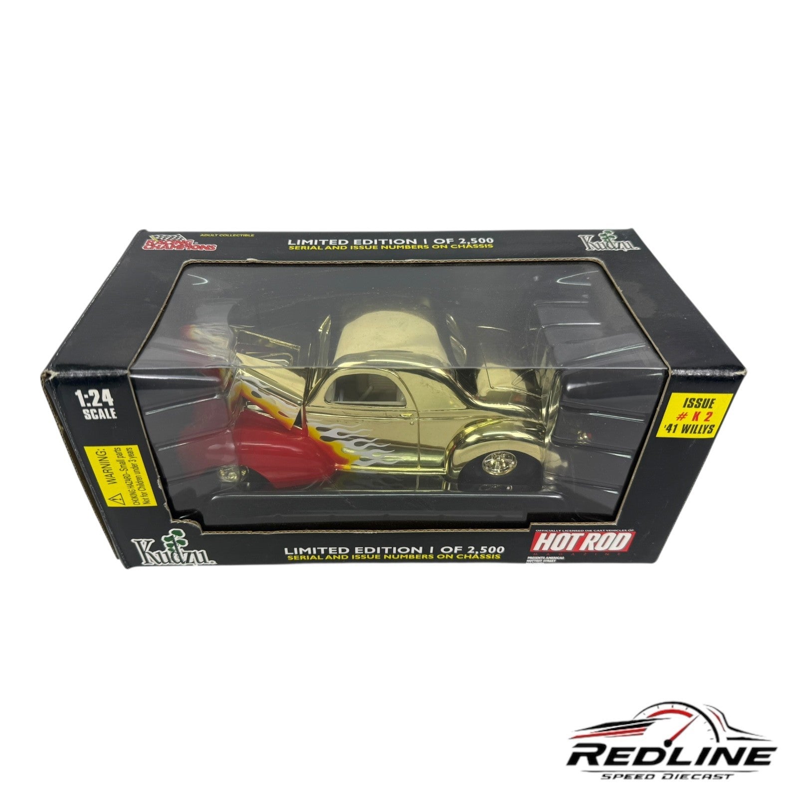 🔥Racing Champions 1998  24K Gold Hot Rod Magazine '41 Willys Coupe 1:24 C2🔥