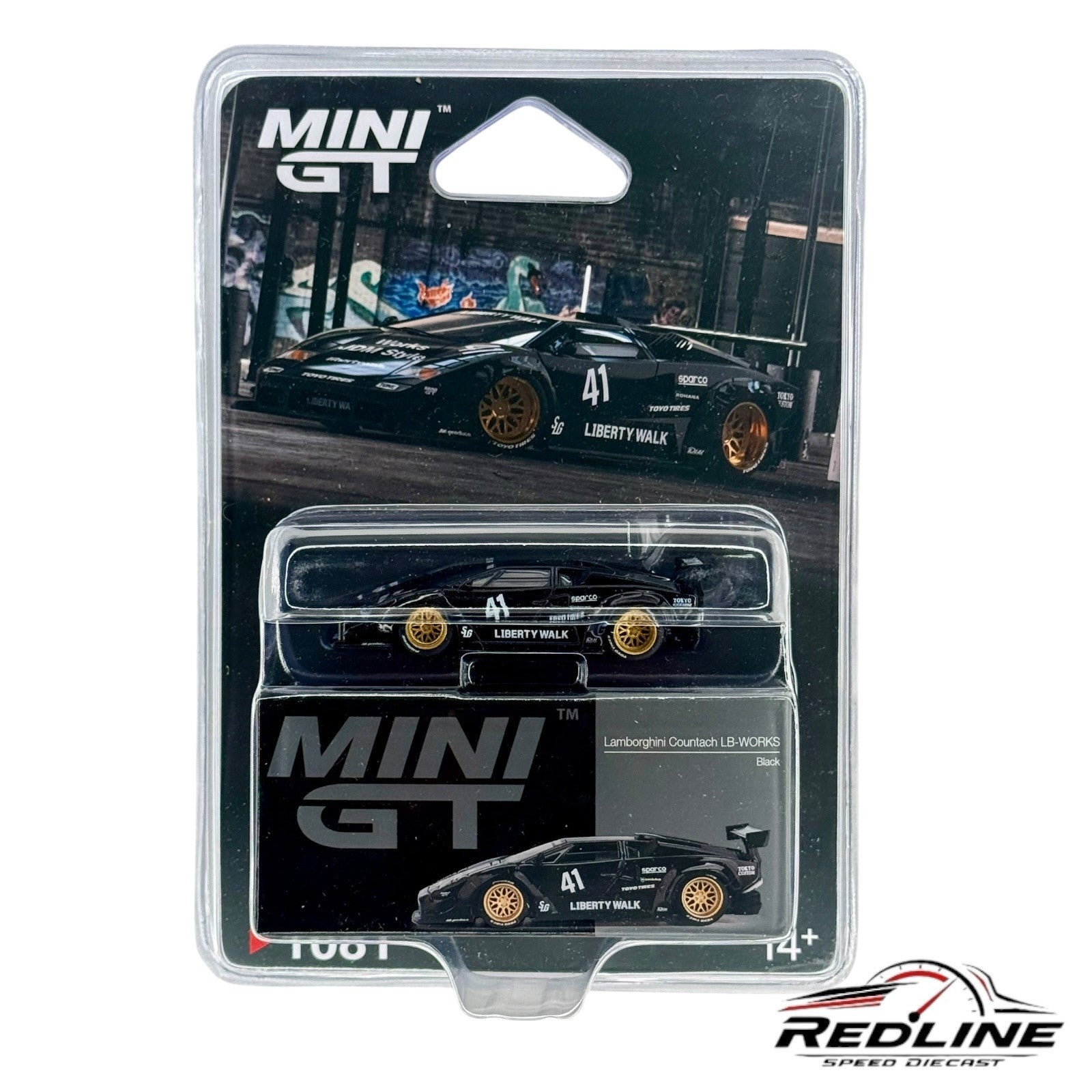 🇮🇹Mini GT Lamborghini Countach LB-WORKS Black H14🇮🇹