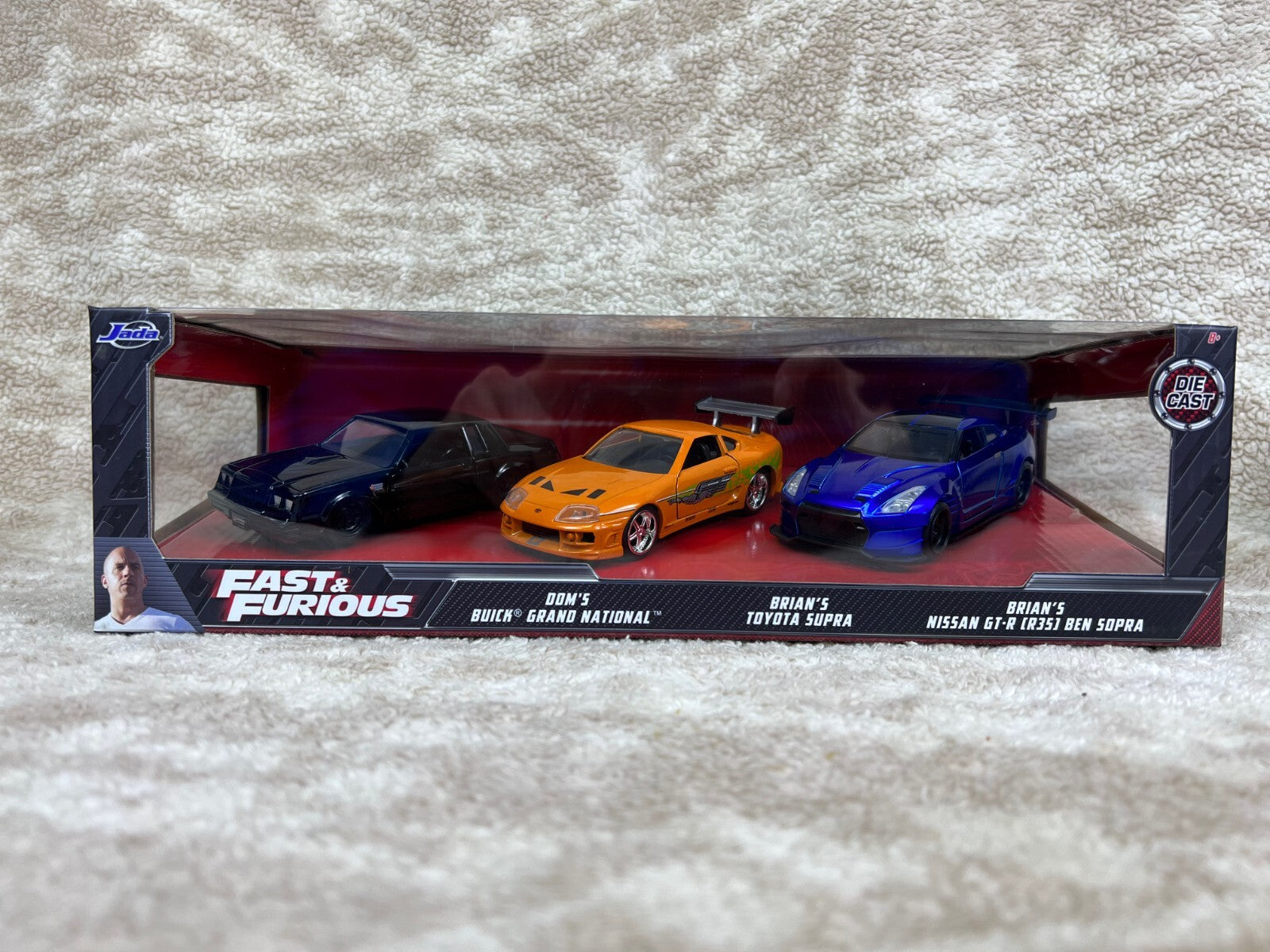 Fast & Furious Diecast  Set Buick Grand National Toyota Supra Nissan GT-R R35.
