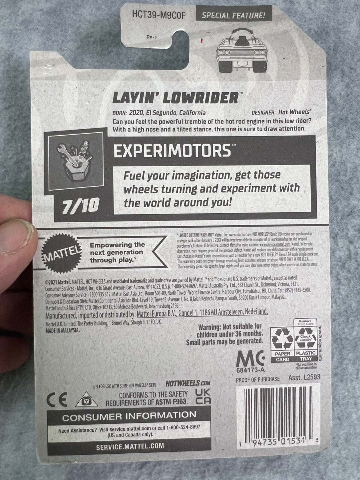 🔥🔥🔥Hot Wheels Experimotors 7/10 Layin’ Lowrider #128 H24🔥🔥🔥