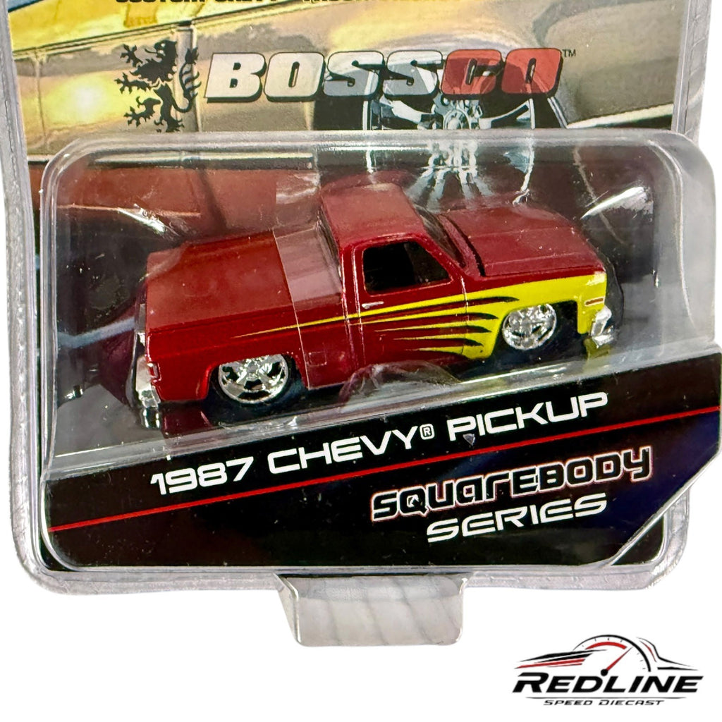 🔥🔥Maisto BossCo SQUAREBODY SERIES 1987 Chevy Silverado Red/Yellow H29🔥🔥