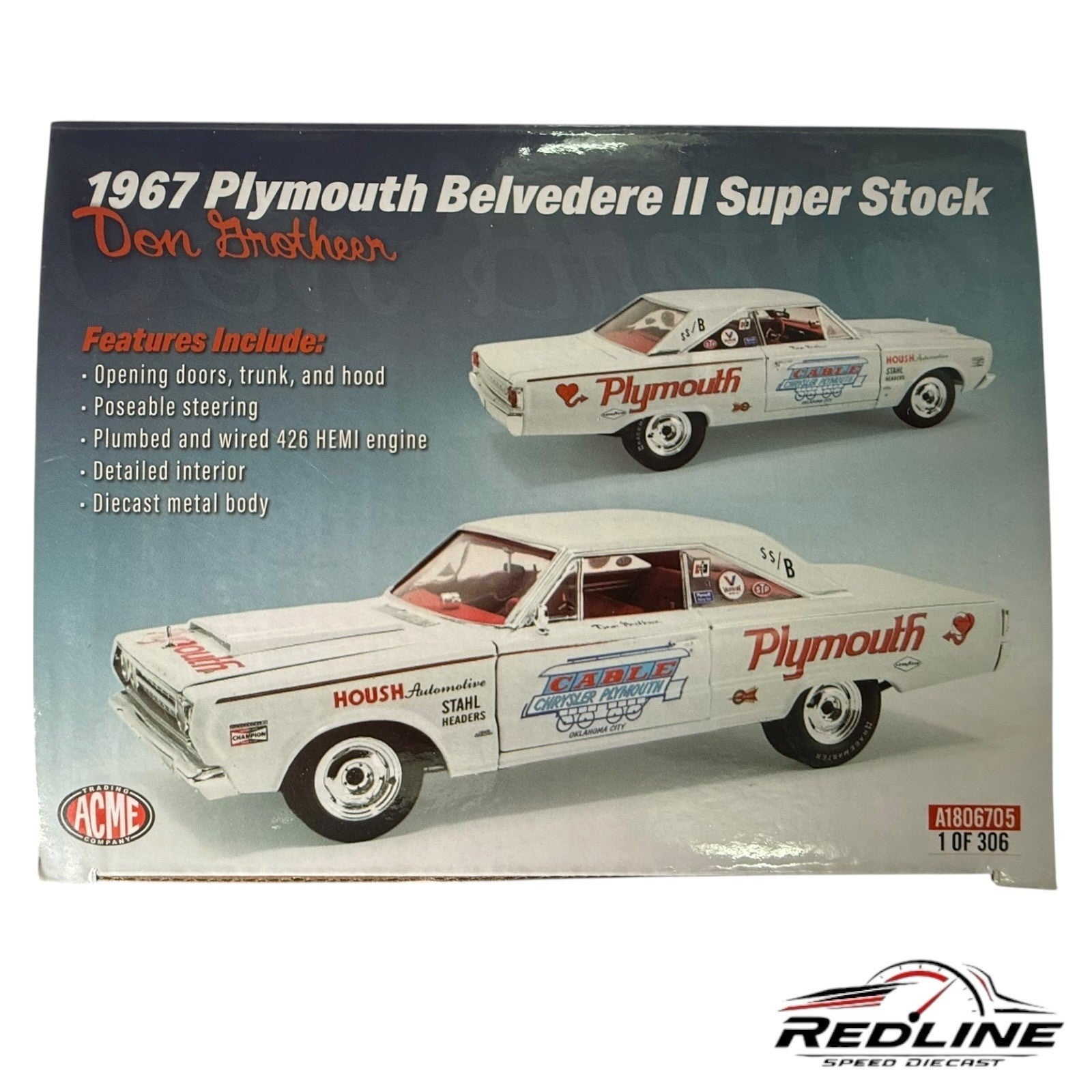 🦅🦅ACME 1967 Plymouth Belvedere II Super Stock WHITE  1:18 C1🦅🦅