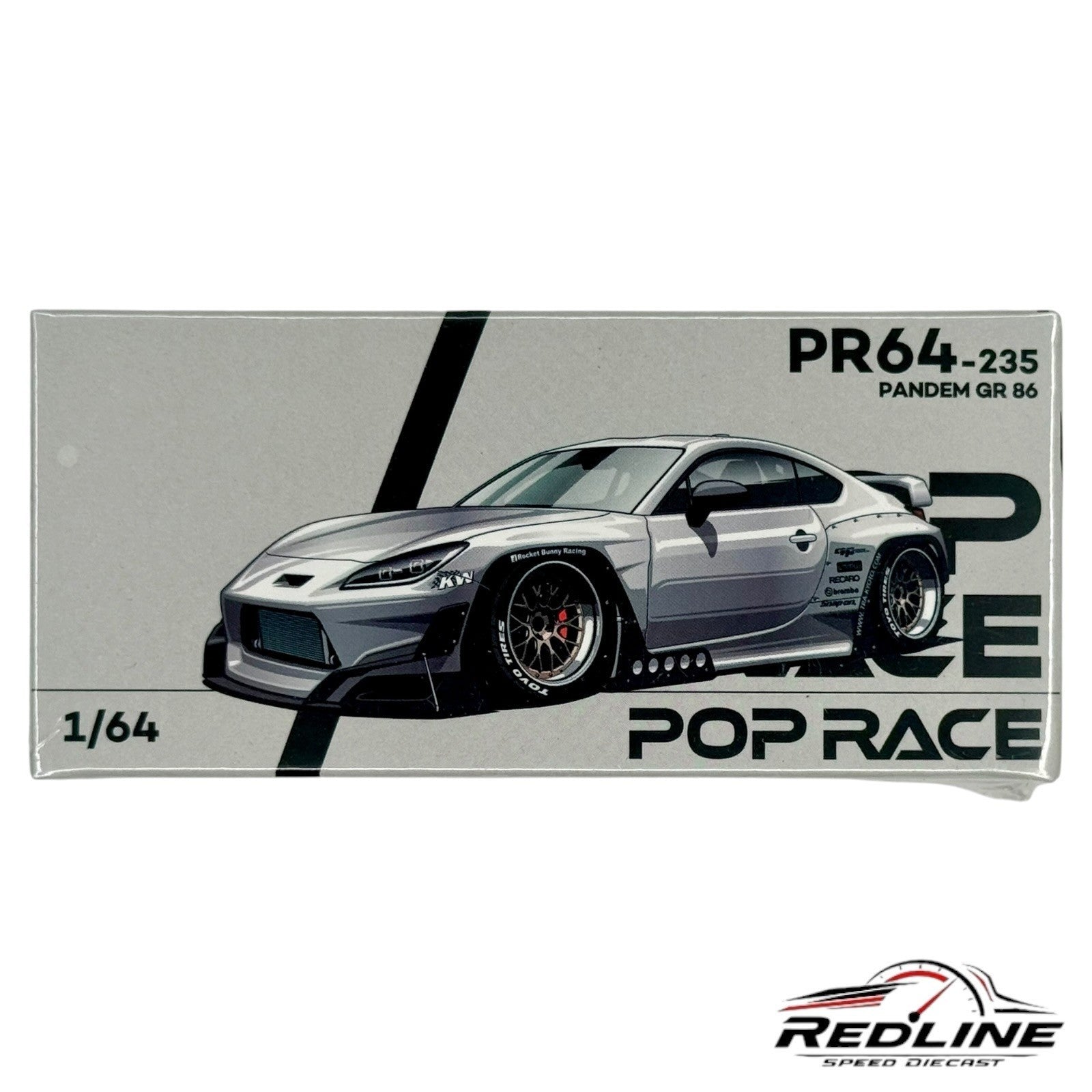 🎌🎌Pop Race Toyota Pandem GR 86 Silver 1:64 Scale Diecast Car H17🎌🎌