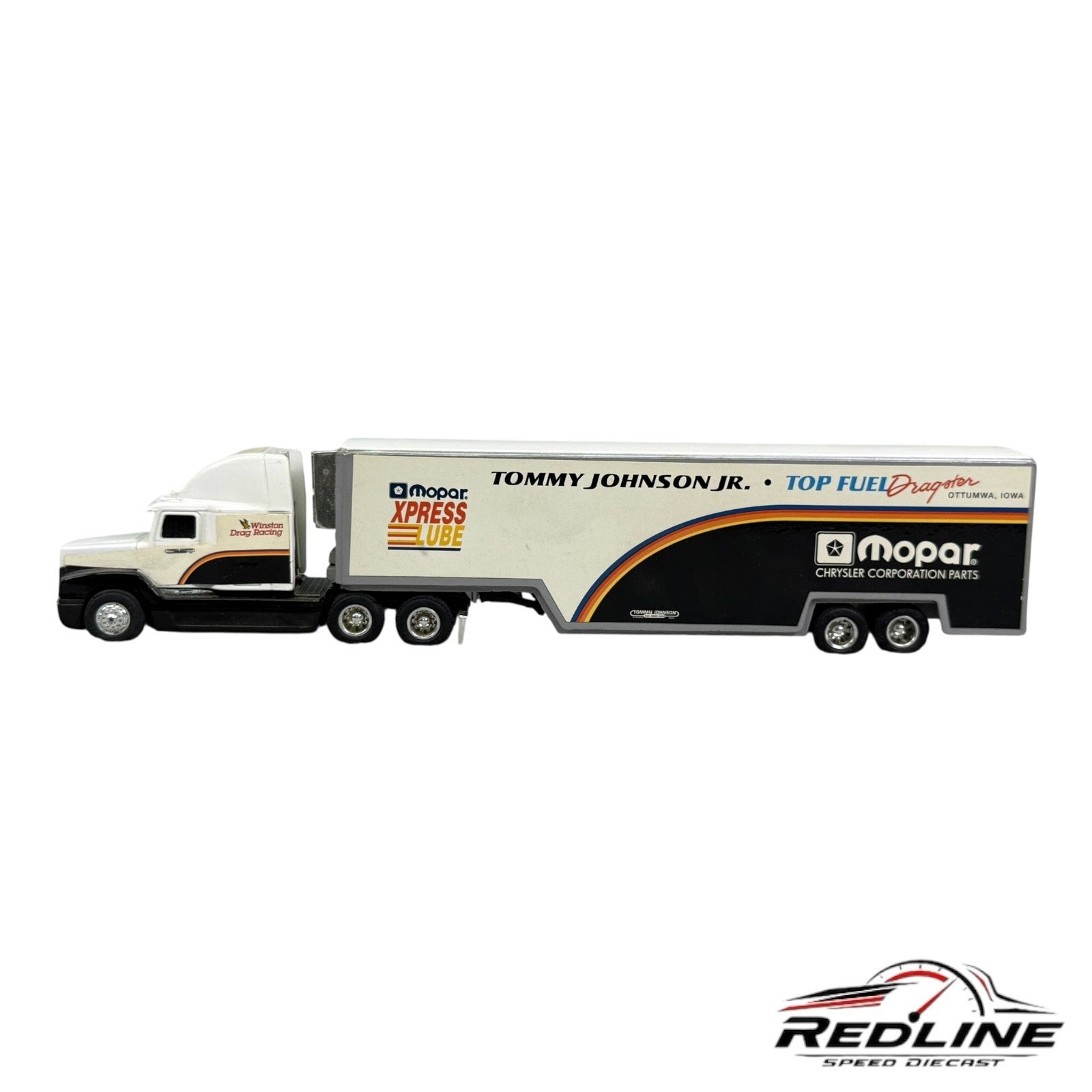 🏁🏁🏁Ertl Tommy Johnson Jr. Mopar Top Fuel Dragster Transporter 1/64🏁🏁🏁
