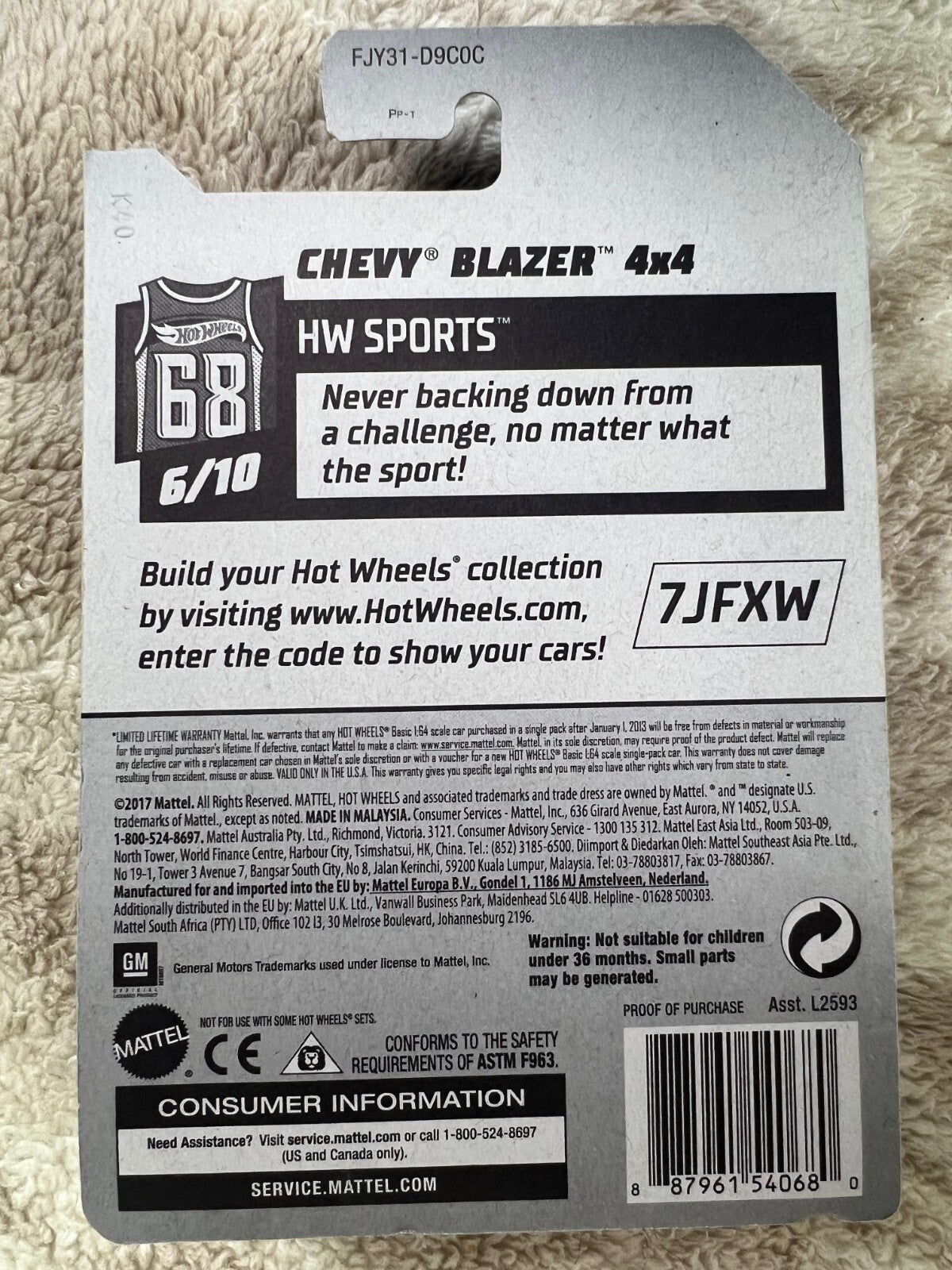 🏈🏈🏈🏈Hot Wheels  Kmart Exclusive 6/10 HW Sports Chevy Blazer 4X4 HW19🏈🏈🏈🏈