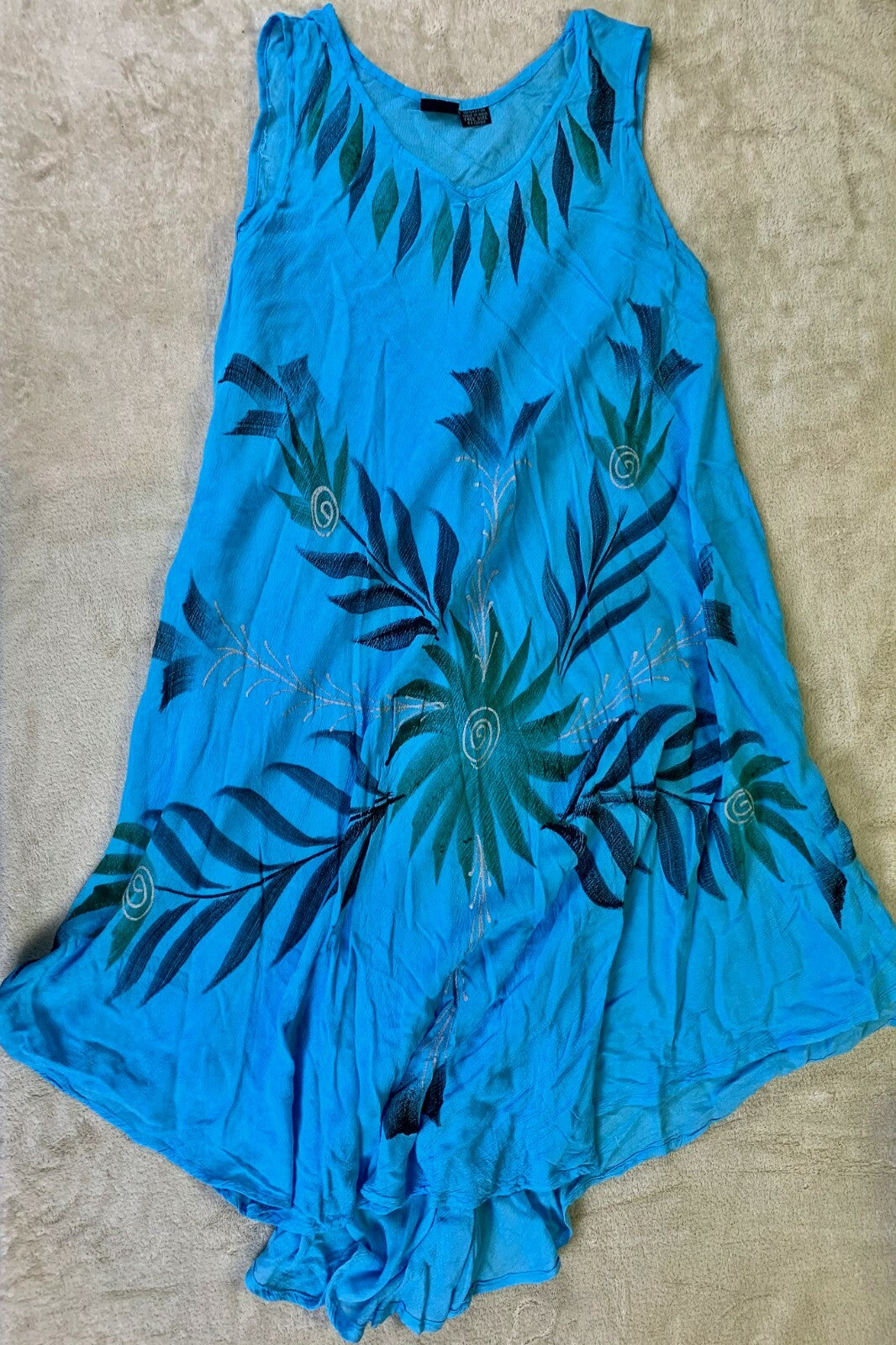 ****SR FASHIONS WOMENS DRESS BLUE WITH FLORAL DESIGN NEW WITH TAGS FREE SIZE****
