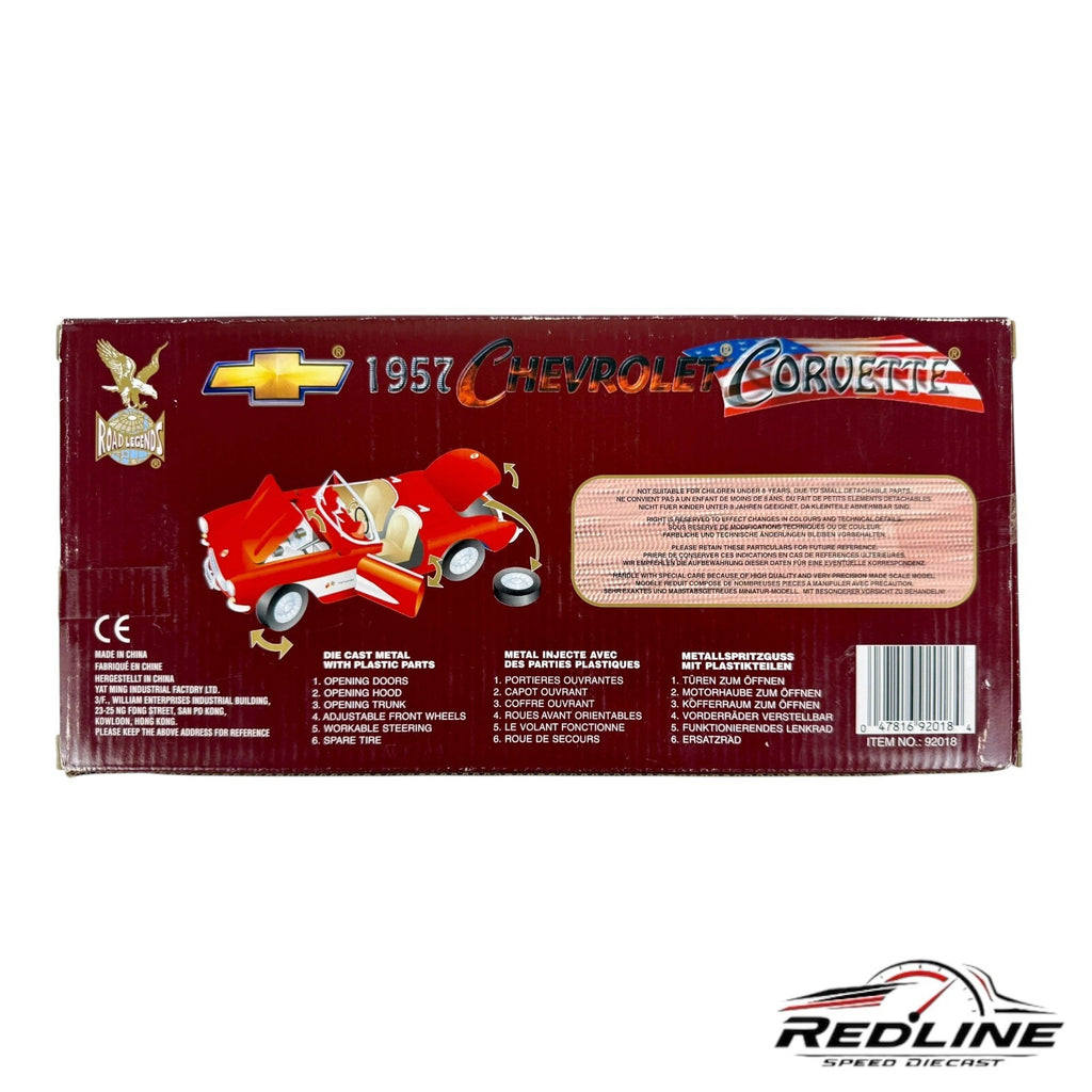 🇺🇸🇺🇸Road Legends 1957 Red Chevrolet Corvette 1:18 Red🇺🇸🇺🇸