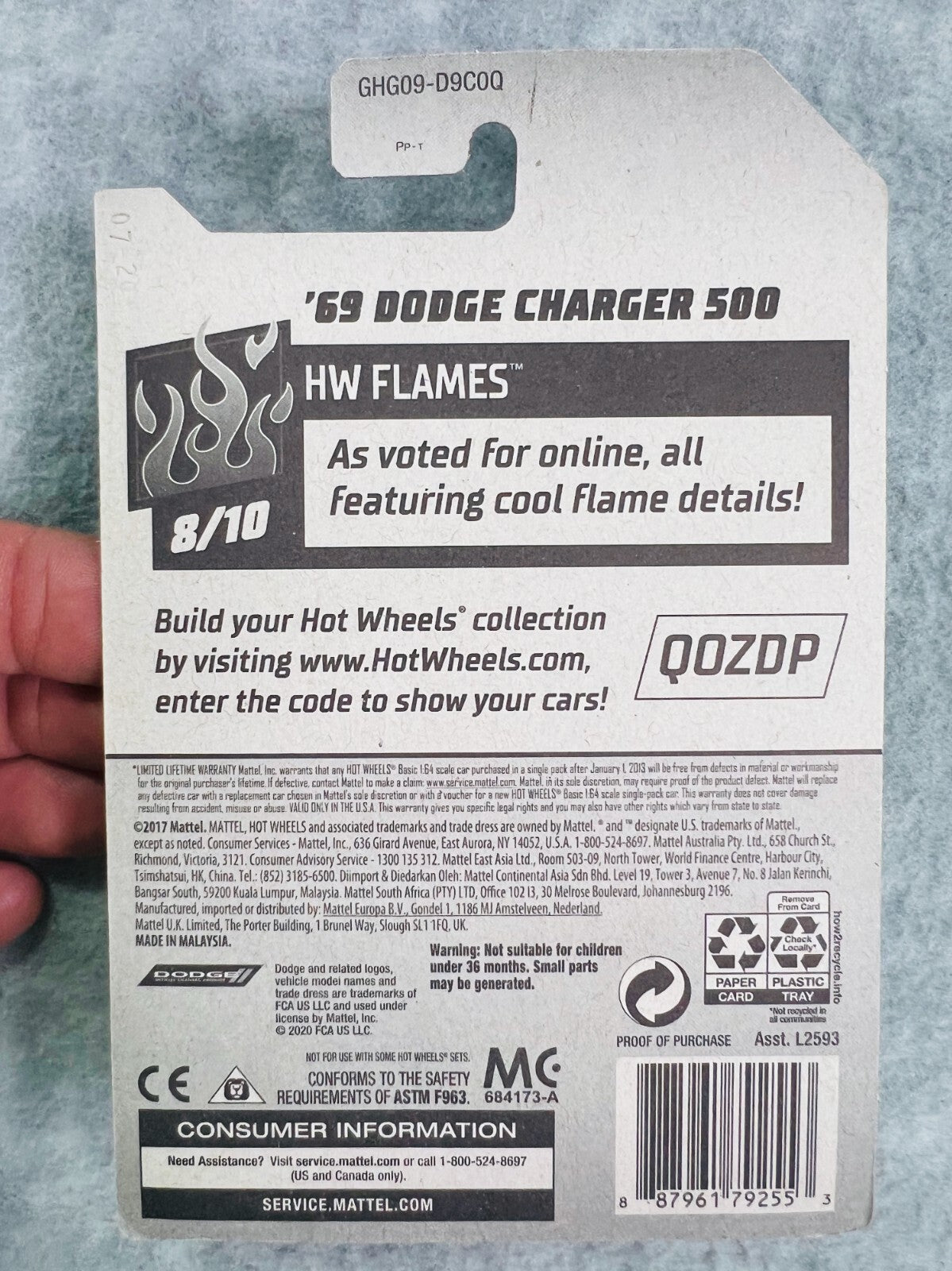🔥🔥🔥 Hot Wheels  ‘69 Dodge Charger 500 HW FLAMES H25🔥🔥🔥
