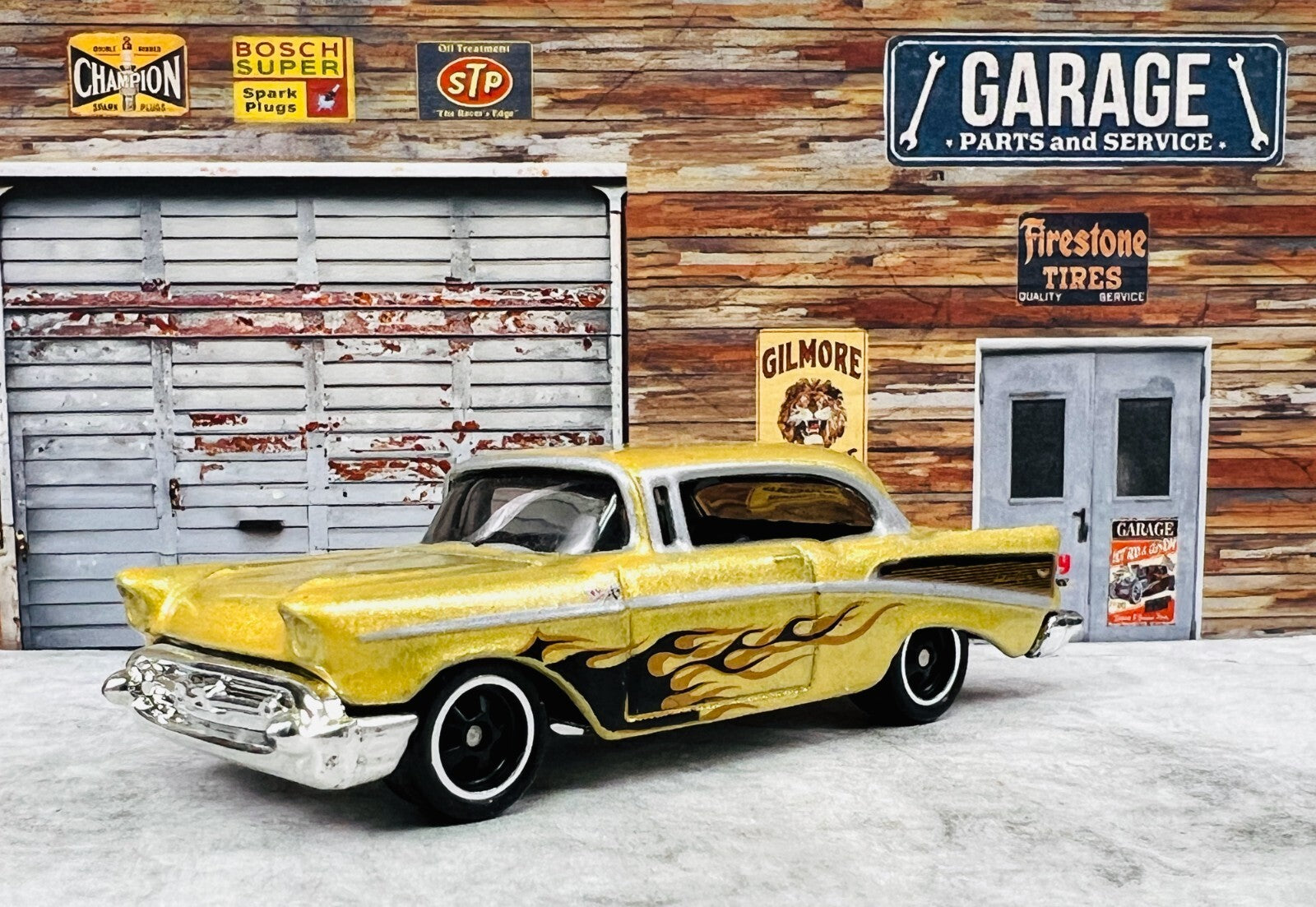 🇺🇸🇺🇸🇺🇸Hot Wheels Larry's Garage '57 Chevy Bel Air Chase C23🇺🇸🇺🇸🇺🇸