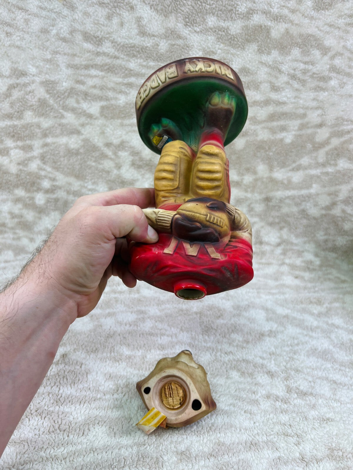 🏉🏉Wisconsin Badgers Bucky Badger Football 1974 Ezra Brooks Decanter Empty🏉🏉
