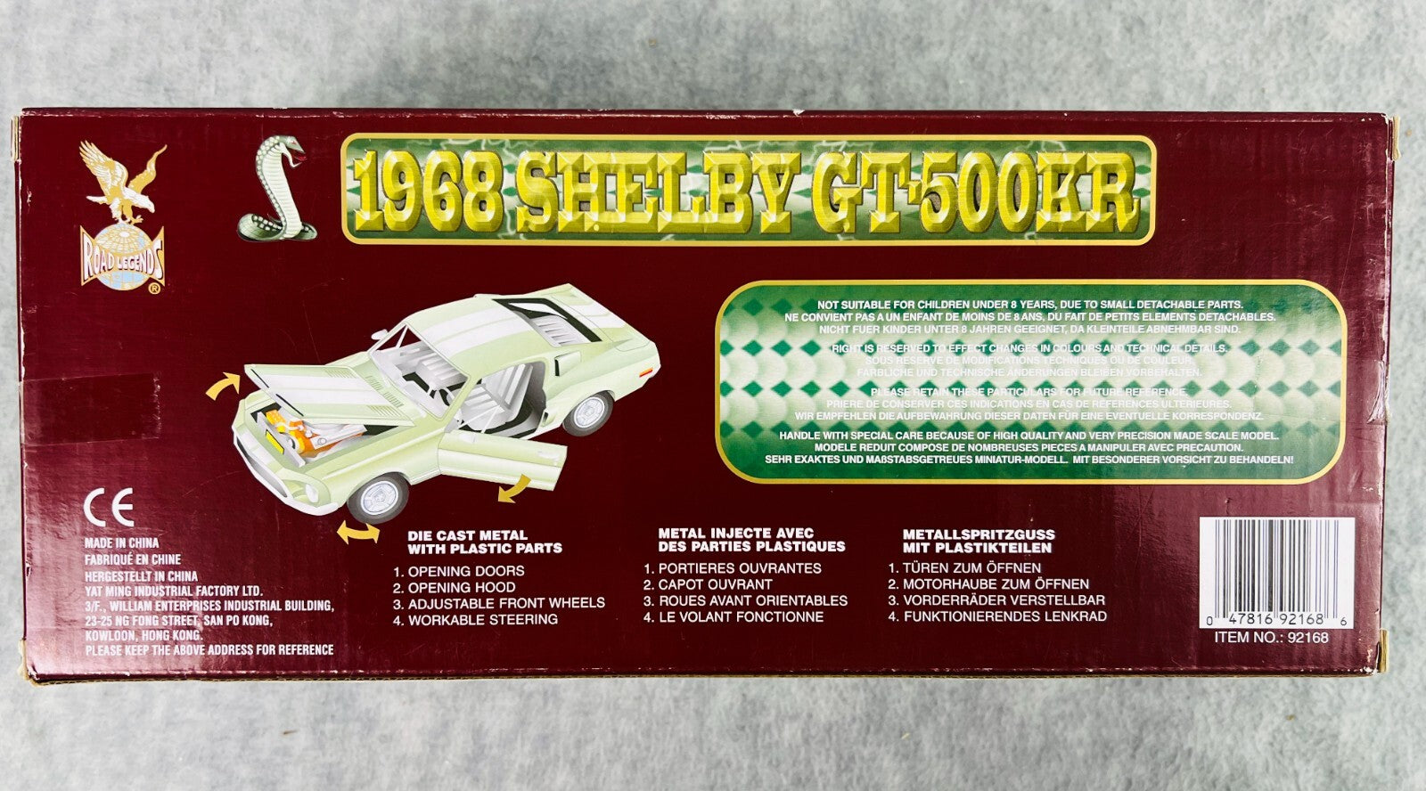 🇺🇸🇺🇸Road Legends 1968 Shelby GT-500KR Green White Stripes 1/18🇺🇸🇺🇸