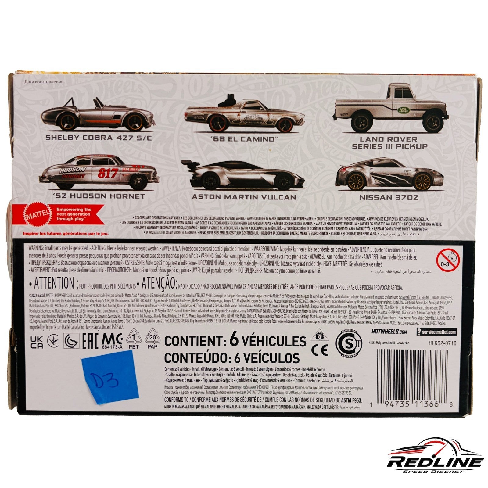 Mattel Hot Wheels ZAMAC Set Shelby Nissan Land Rover Aston Hudson Camino D3