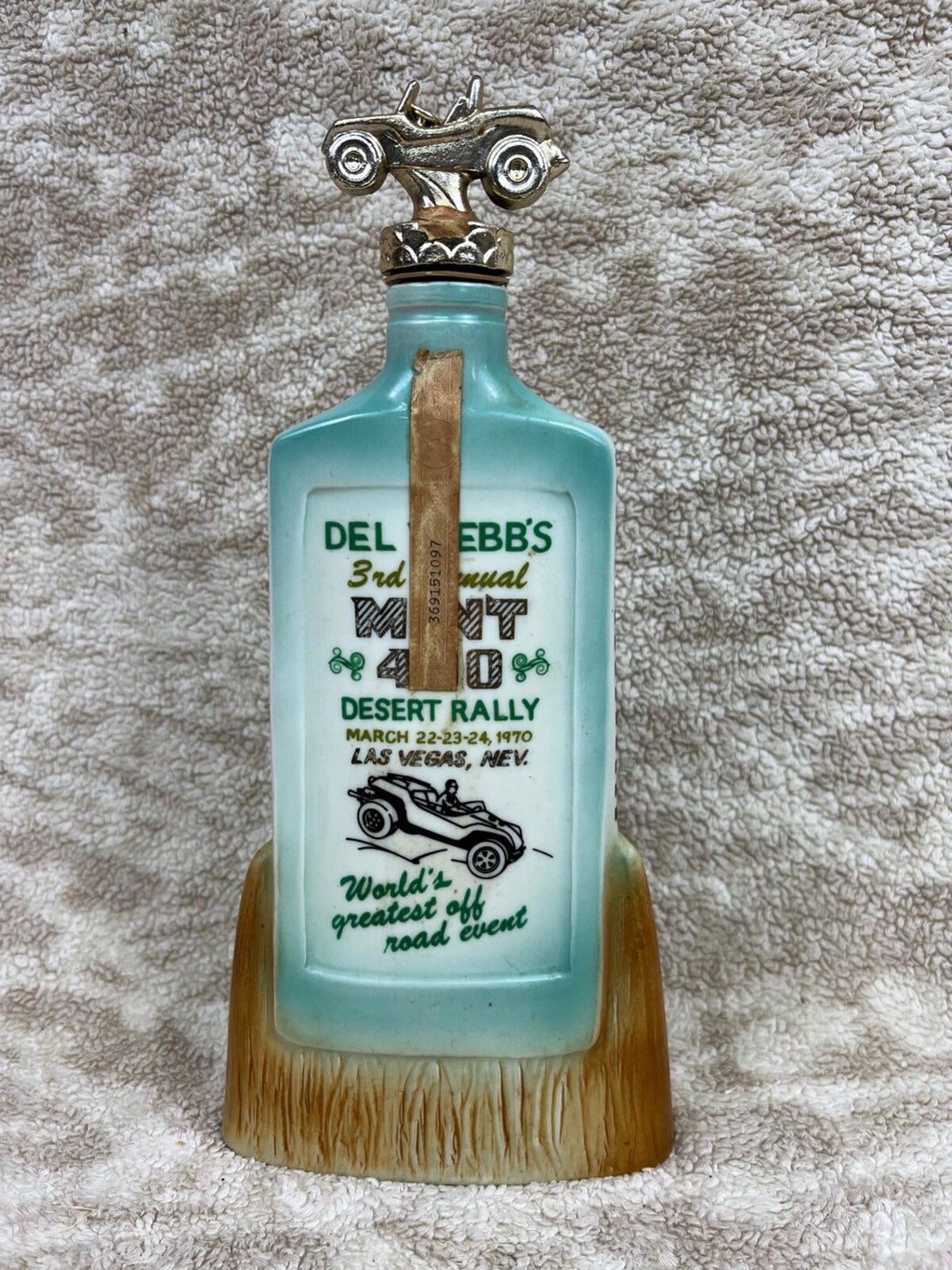 🏁Jim Beam Del Webb Mint 400 1970 3rd Annual Desert Rally Race Decanter EMPTY🏁