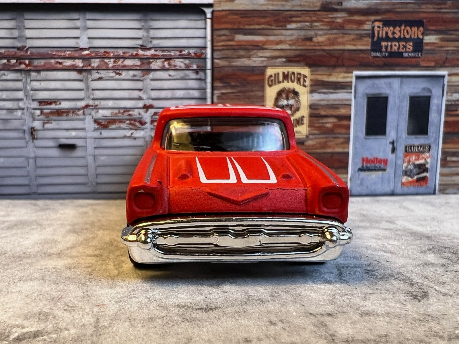 🇺🇸🇺🇸Hot Wheels "1957 CHEVY" Red/ White Walls Chevy Bel-Air C8🇺🇸🇺🇸