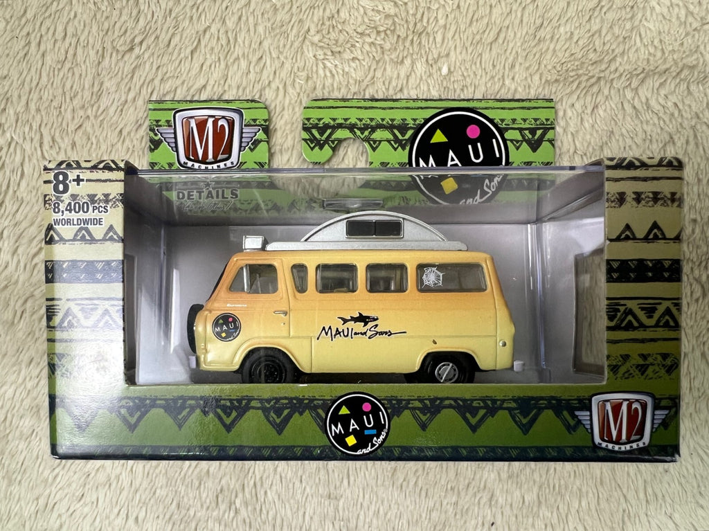 🔥MAUI & SONS-1965 Ford Econoline Camper Van-M2 Machines-1:64 Scale-R67 HW15🔥