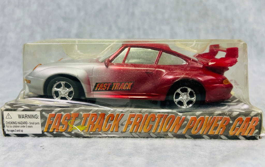 🔥🔥🔥🔥Fast Track Friction Power Car Porse Red and Grey 8"🔥🔥🔥🔥
