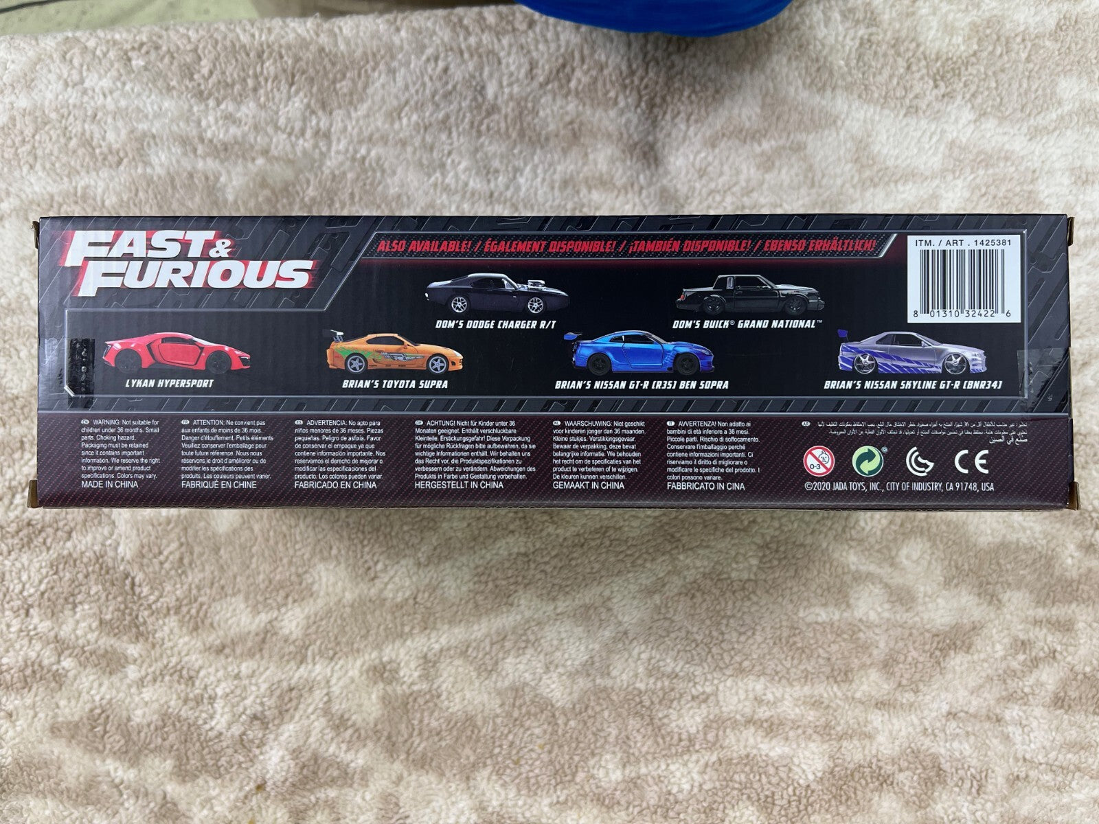 Fast & Furious Diecast  Set Buick Grand National Toyota Supra Nissan GT-R R35.