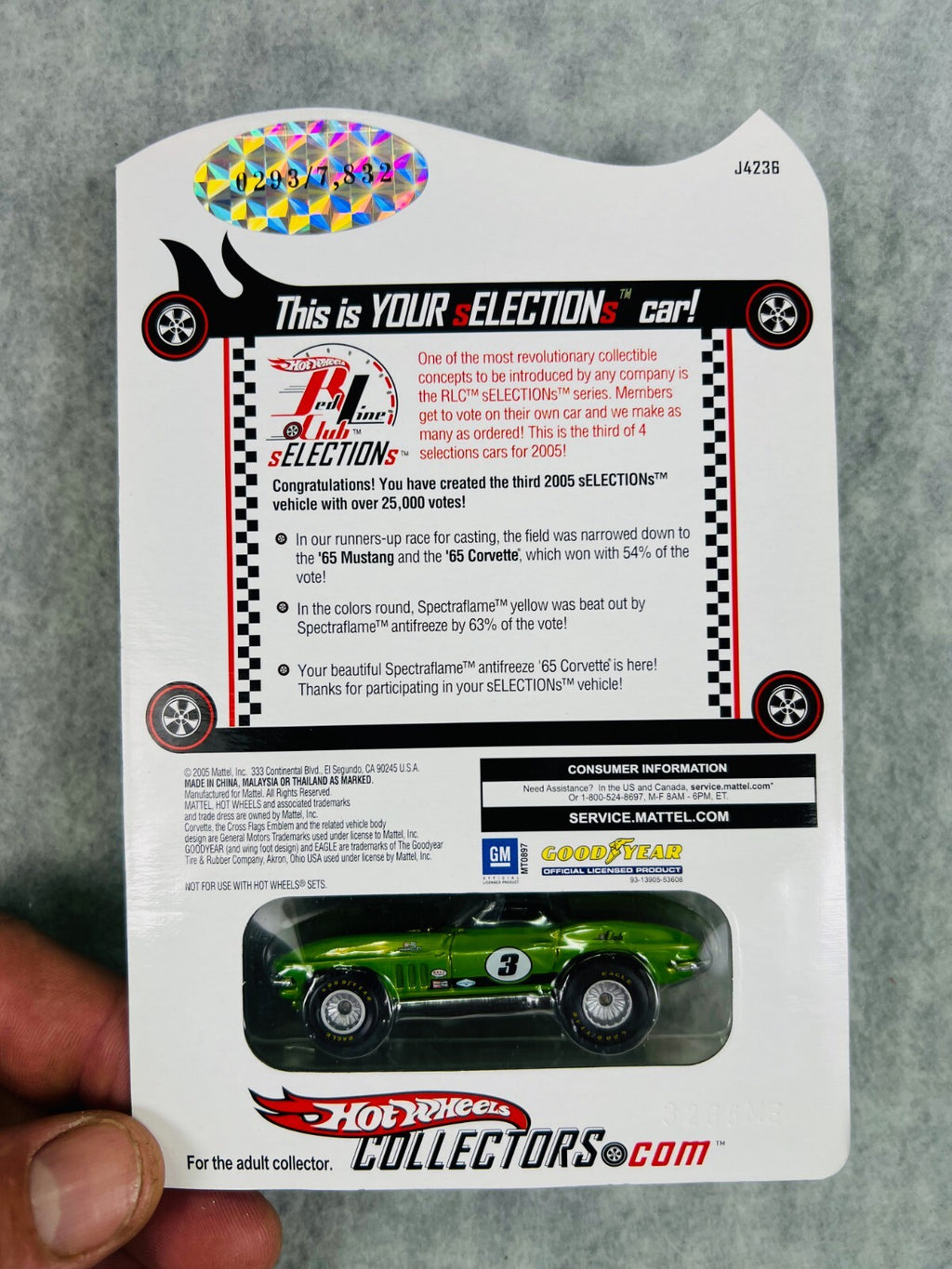 🇺🇸HOT WHEELS RLC 2005 Selection Series '65 Corvette #293/7832 H31🇺🇸