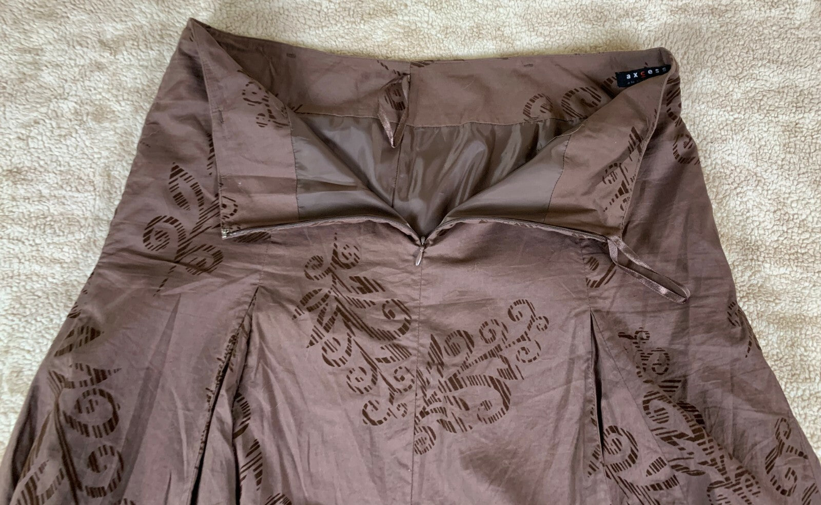 ***Access by Liz Claiborne Brown Floral Design Skirt Lined Size 10 Lined NICE***