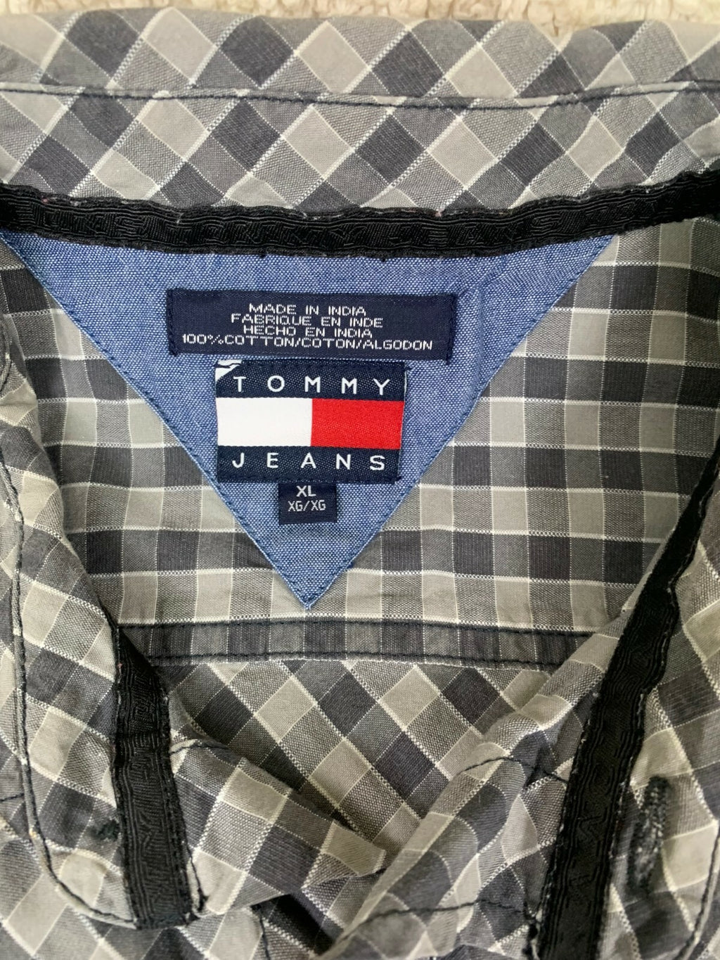 👔👔👔Vintage 90s Tommy Hilfiger Plaid Long Sleeve Button Down Shirt Mens XL👔👔