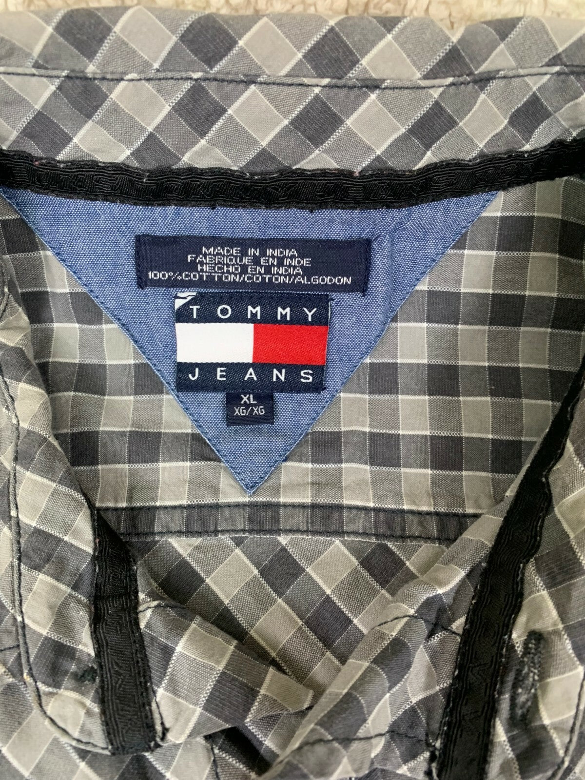 👔👔👔Vintage 90s Tommy Hilfiger Plaid Long Sleeve Button Down Shirt Mens XL👔👔