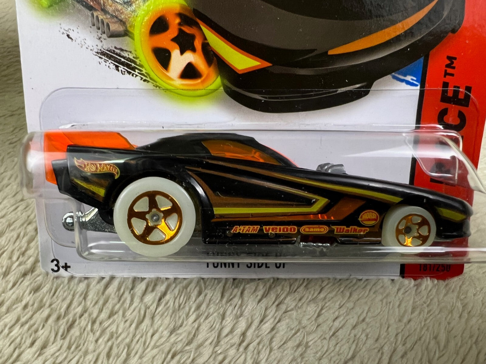🏁🏁🏁🏁 Hot Wheels #181 HW Race-Night Storm FUNNY SIDE UP Black HW12🏁🏁🏁🏁