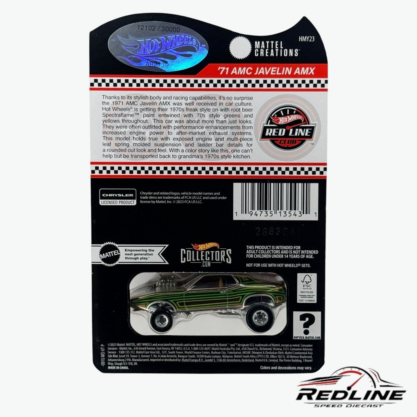 🇺🇸NEW Hot Wheels RLC Exclusive ’71 AMC Javelin AMX 12102/30k H14🇺🇸