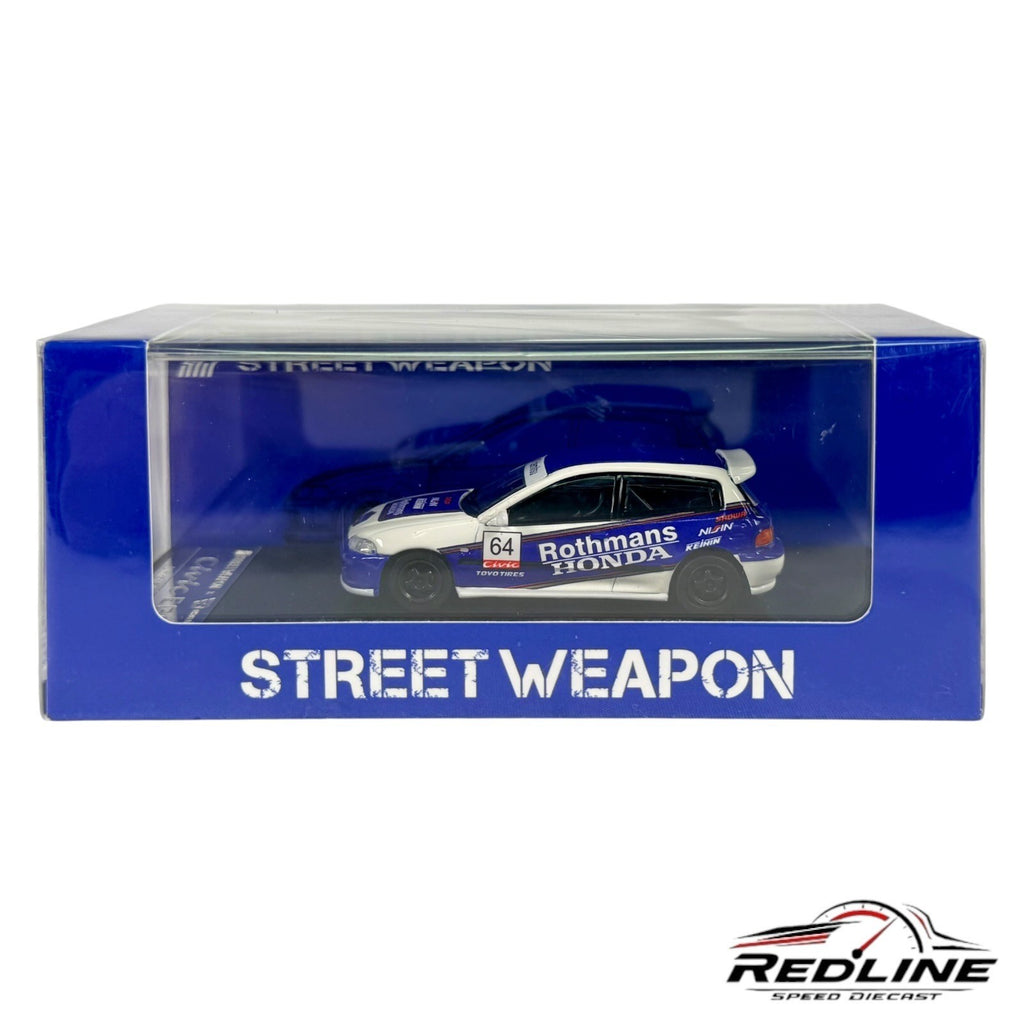 🎌Street Weapon Honda Civic EG6 Blue Rothmans Limited Edition 1:64 H3🎌