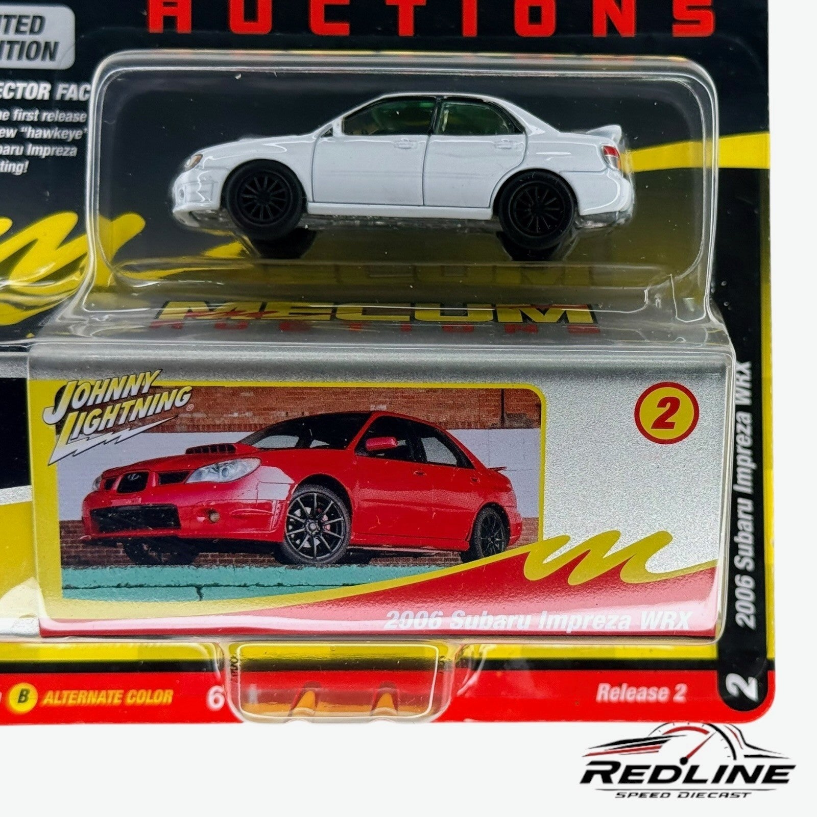 Johnny Lightning Mecum Auctions Diecast Subaru Impreza WRX 2006 White Car H34