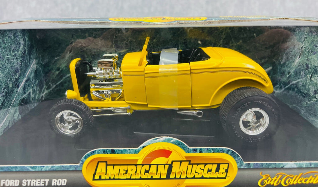 🔥🔥🔥ERTL American Muscle 1932 Ford Street Rod 1:18 Scale Yellow🔥🔥🔥