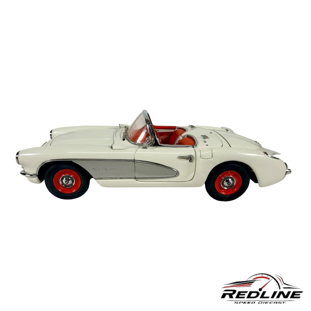 🦅Danbury Mint 1957 Corvette Roadster White & Silver Limited Edition 1:24 C2🦅