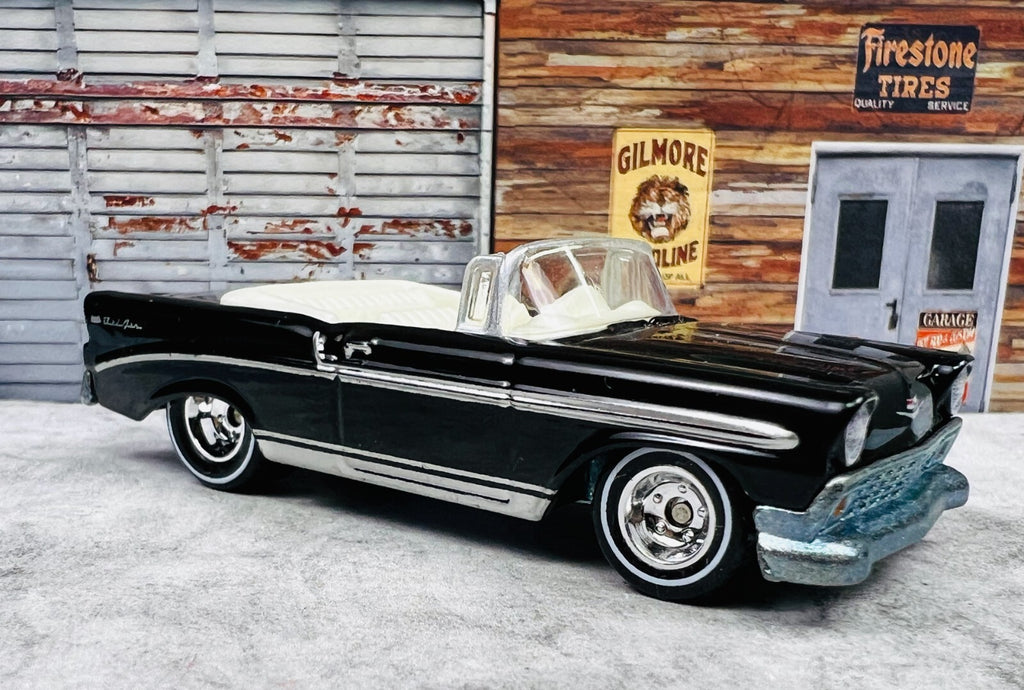 🇺🇸🇺🇸🇺🇸Hot Wheels  '56 Chevy Black Convertible Real Riders C1🇺🇸🇺🇸🇺🇸