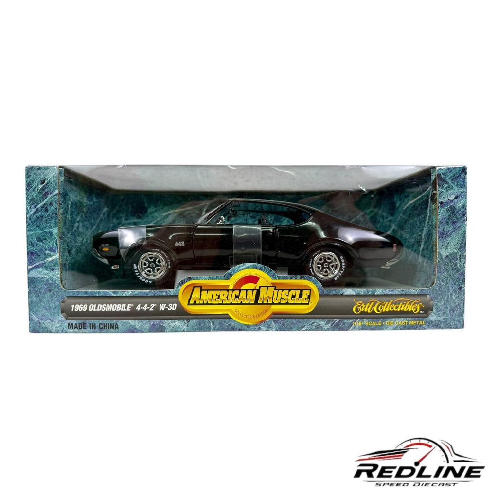 🔥🔥 Ertl American Muscle 1969 Oldsmobile 4-4-2 W-30 BLACK 1:18 TV🔥🔥
