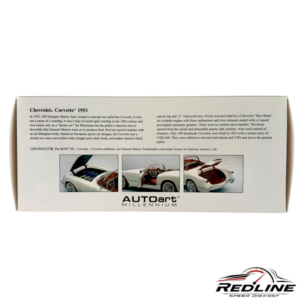 🇺🇸Autoart Millennium 1953 Chevrolet Corvette White 1:18 C1🇺🇸