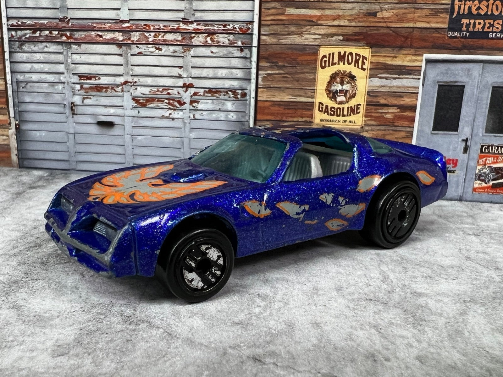 🔥1977 Hot Wheels #37 Hot Bird Trans Am -Vintage Blue/Orange Paint Silver C3🔥