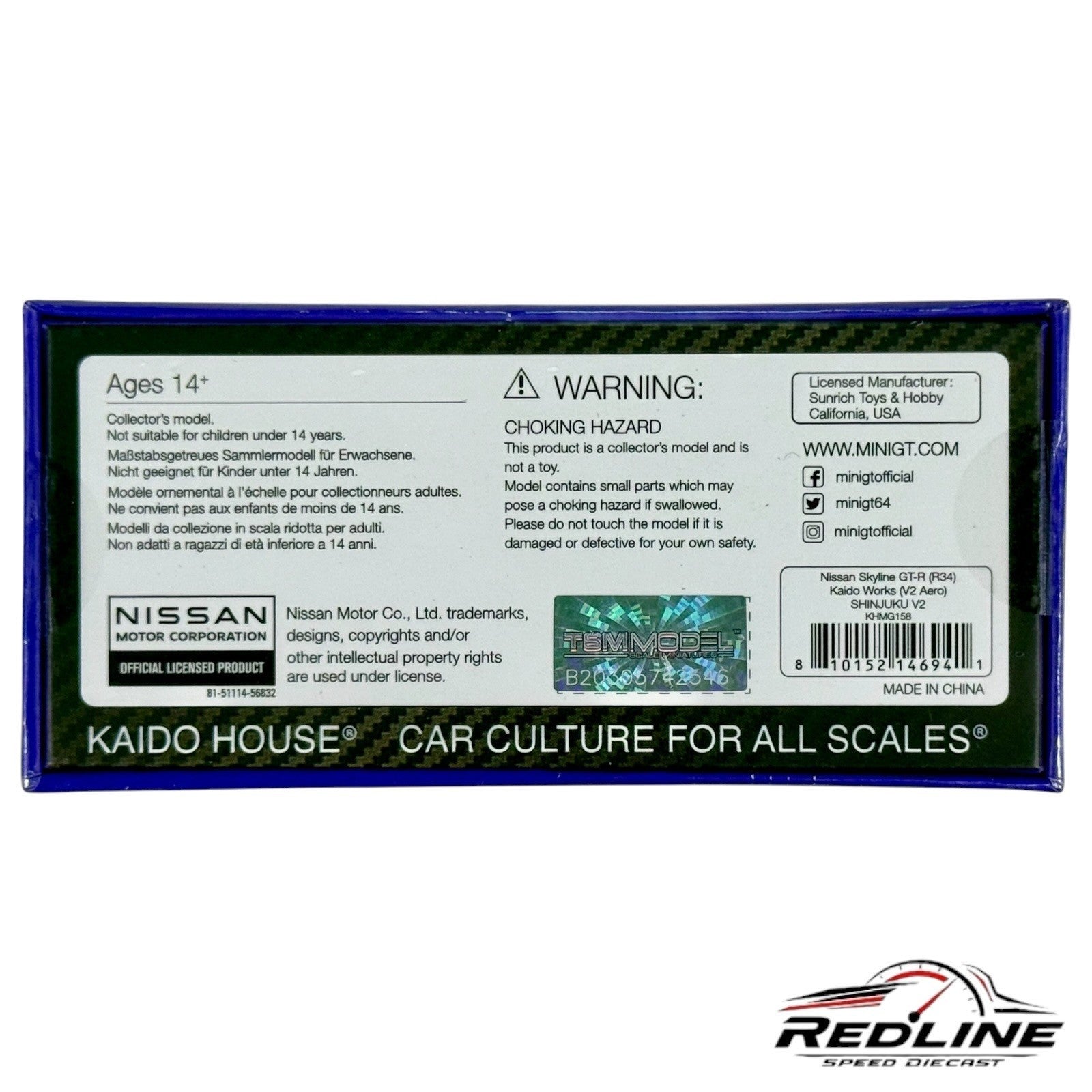 🎌Kaido Hous Nissan Skyline GT-R (R34) Kaido Works V2 Aero Blue 1:64 H3🎌