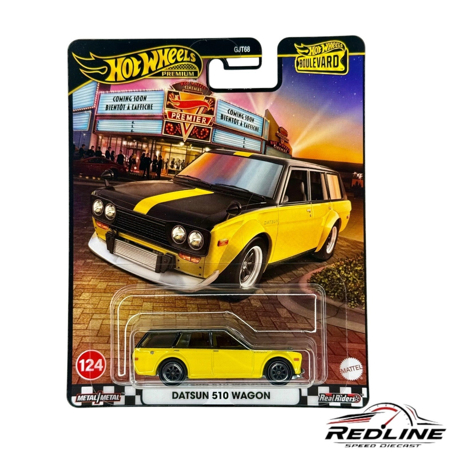 🎌Hot Wheels Premium Boulevard Datsun 510 Wagon #124 Yellow H17🎌