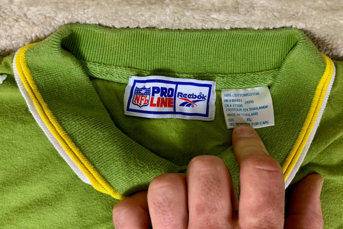VTG Green Bay Packers Reebok NFL Proline Embroidered Polo Golf Shirt XL Green