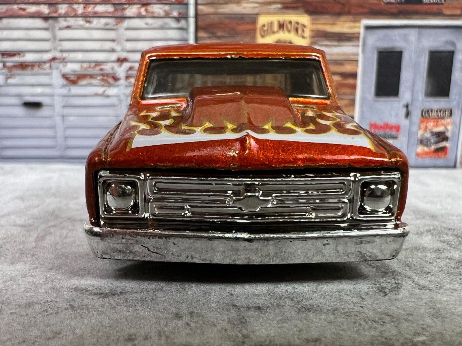 🇺🇸🇺🇸🇺🇸 Hot Wheels 67 Chevy C10 Orange HW Flames C14🇺🇸🇺🇸🇺🇸