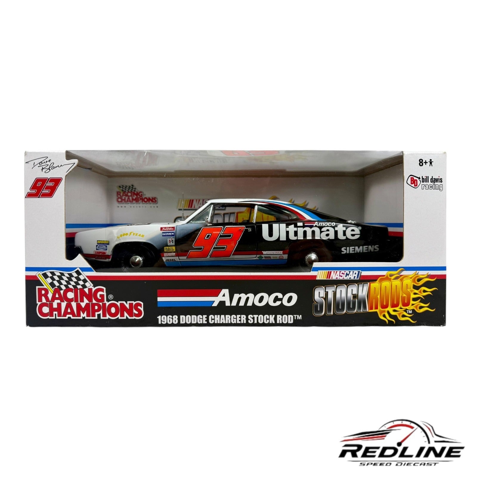 🇺🇸RACING CHAMPIONS Amoco 1968 Dodge Charger Stock Rod 1:18 B3🇺🇸