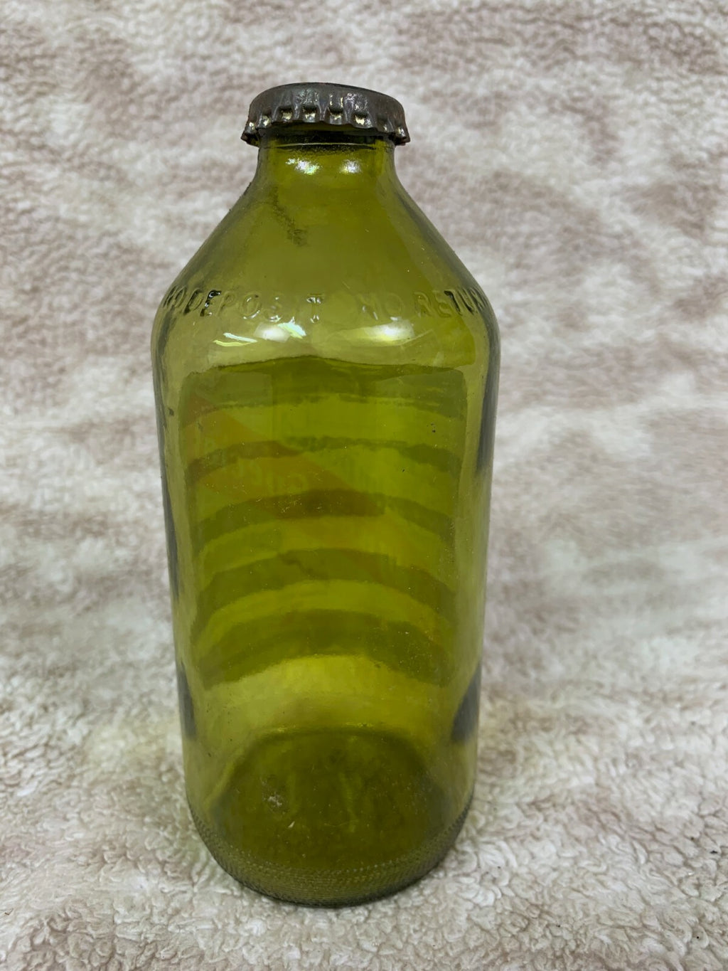Vintage RINGNES SPECIAL Imported Green Glass Beer Bottle w/ Cap Norway EMPTY BB2