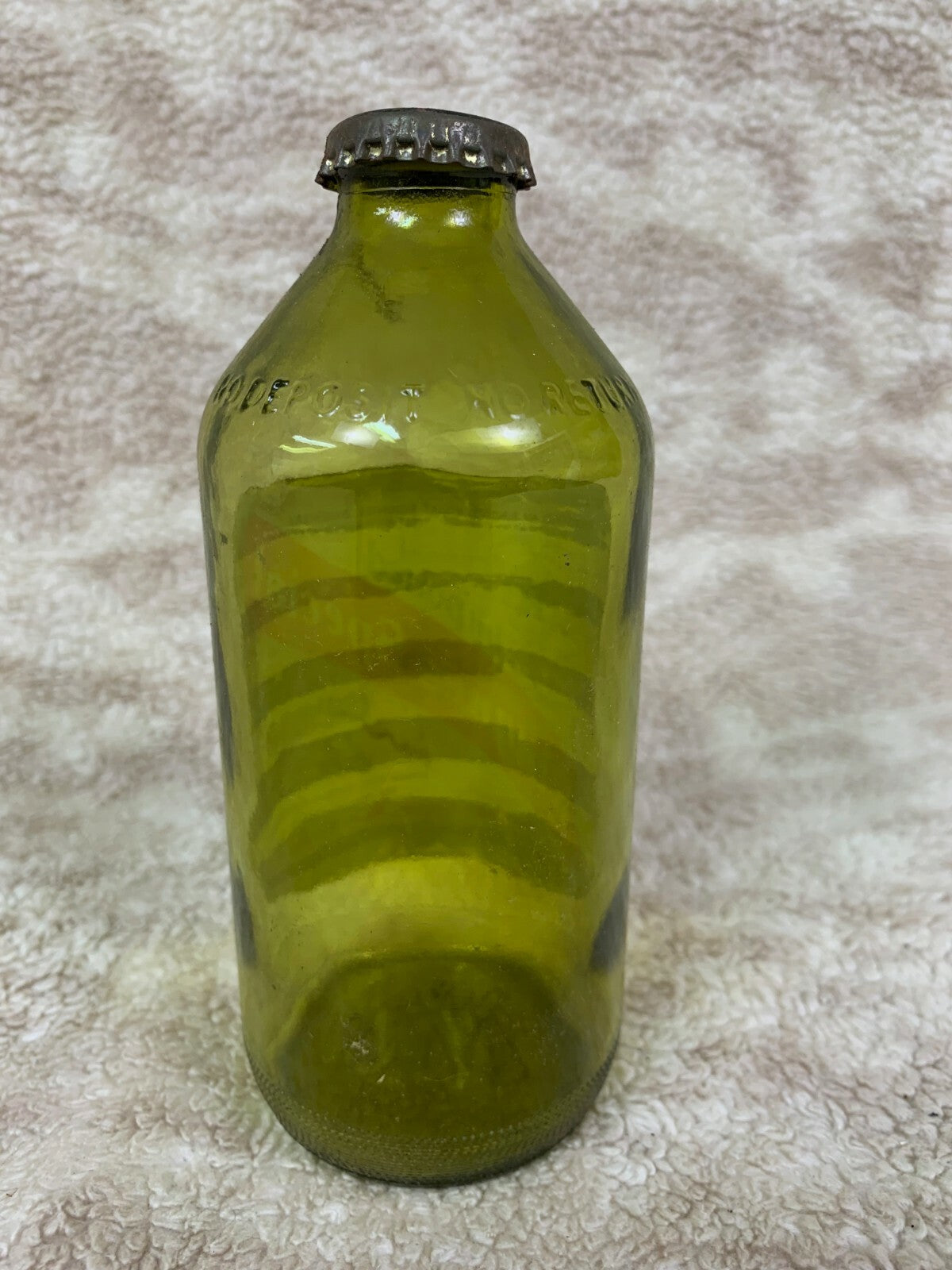 Vintage RINGNES SPECIAL Imported Green Glass Beer Bottle w/ Cap Norway EMPTY BB2