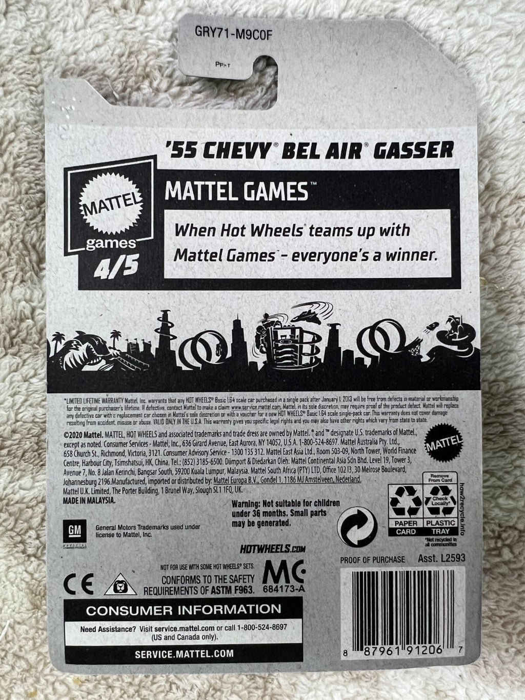 🔥🔥🔥Hot Wheels '55 Chevy Bel Air Gasser Guster Mattel Games HW19🔥🔥🔥