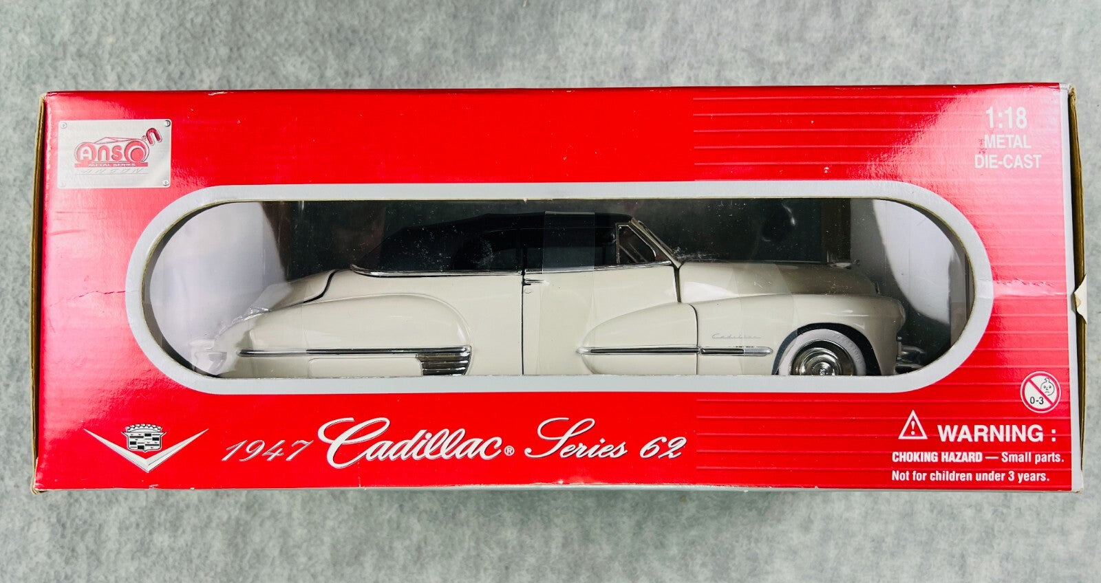 🇺🇸🇺🇸Anson 1947 Cadillac Series 62 Convertible 1:18 Scale White🇺🇸🇺🇸